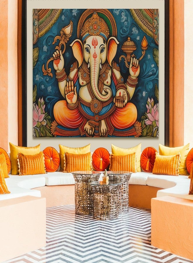 LADECOR Large Ganesha Wall Painting Ganapati Canvas Artwork for Living Room, Office, and Bedroom Décor. (18 Inch x 24 Inch, C) - Image 2