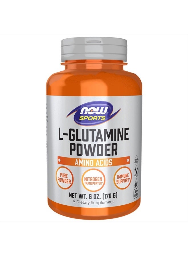 now Sports Nutrition, L-Glutamine Pure Powder, Nitrogen Transporter*, Amino Acid, 6-Ounce - Image 1
