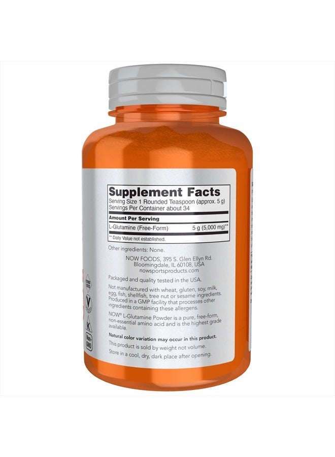now Sports Nutrition, L-Glutamine Pure Powder, Nitrogen Transporter*, Amino Acid, 6-Ounce - Image 2