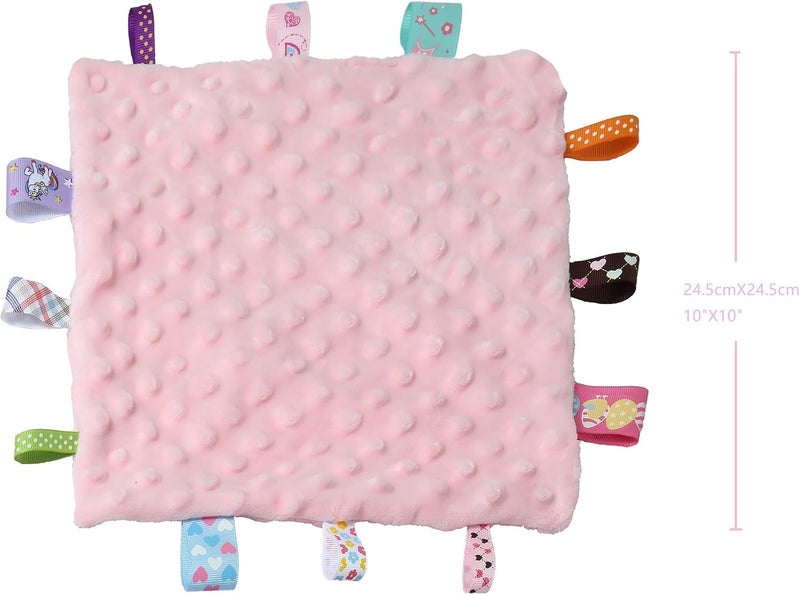 Tag Security Blankets for Babies, Soft Small Loveys for Boys, Baby Comforter Sensory Blanket, Great Gifts for Birthday Baby Shower (10"X10" Blue + Pink Tag) - Image 3