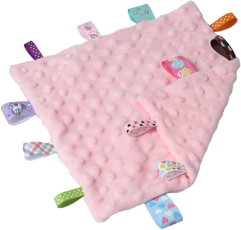 Tag Security Blankets for Babies, Soft Small Loveys for Boys, Baby Comforter Sensory Blanket, Great Gifts for Birthday Baby Shower (10"X10" Blue + Pink Tag) - Image 4