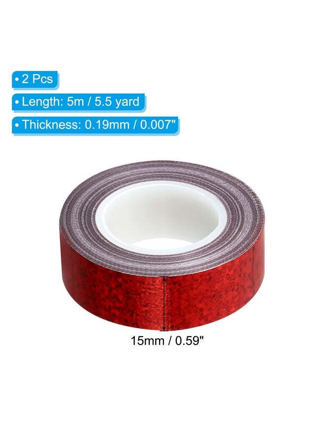 PATIKIL Glitter Sparkle Tape 15Mm X 5M, 2 Pack Holographic Art Decorative Masking Tapes Self-Adhesive For Diy Scrapbook Art Craft Wrapping, Red - Image 2