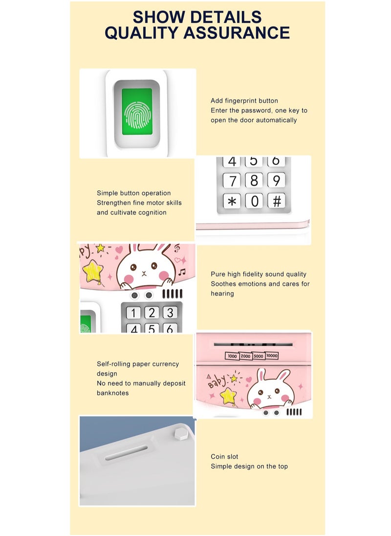 General Simulation fingerprint sensing children's piggy bank cartoon ATM password box automatic money roll creative birthday gift toy  - Image 3