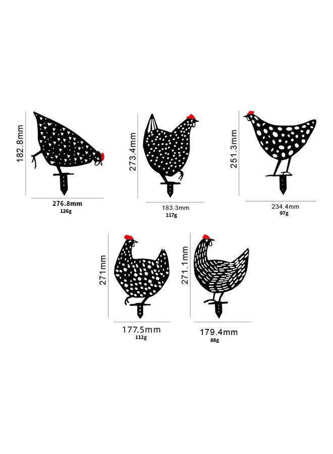 نيبمينينت مجموعة من 5 قطع فنية بتصميم الدجاج لتزيين الحديقة والأرضيات العشبية أسود - Image 1