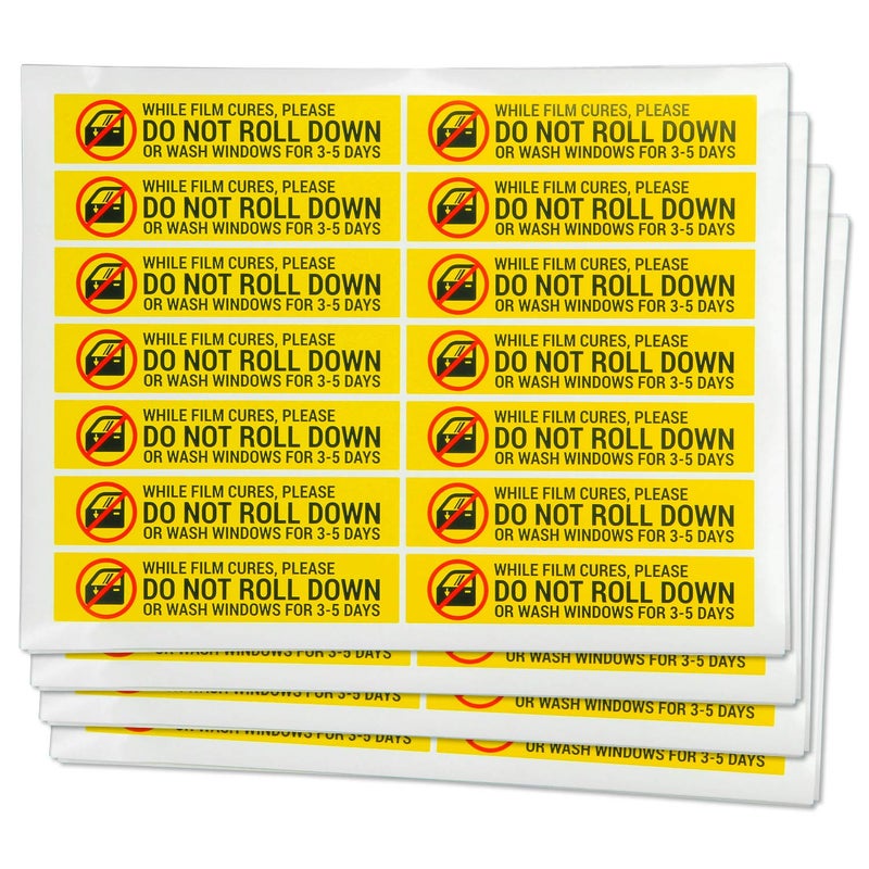 OfficeSmartLabels 1200 Labels 4 Pack  DO NOT ROLL Down Window Tint Stickers 5 x 1 inch  Yellow WarningCaution Label for Auto Tint Shop Business