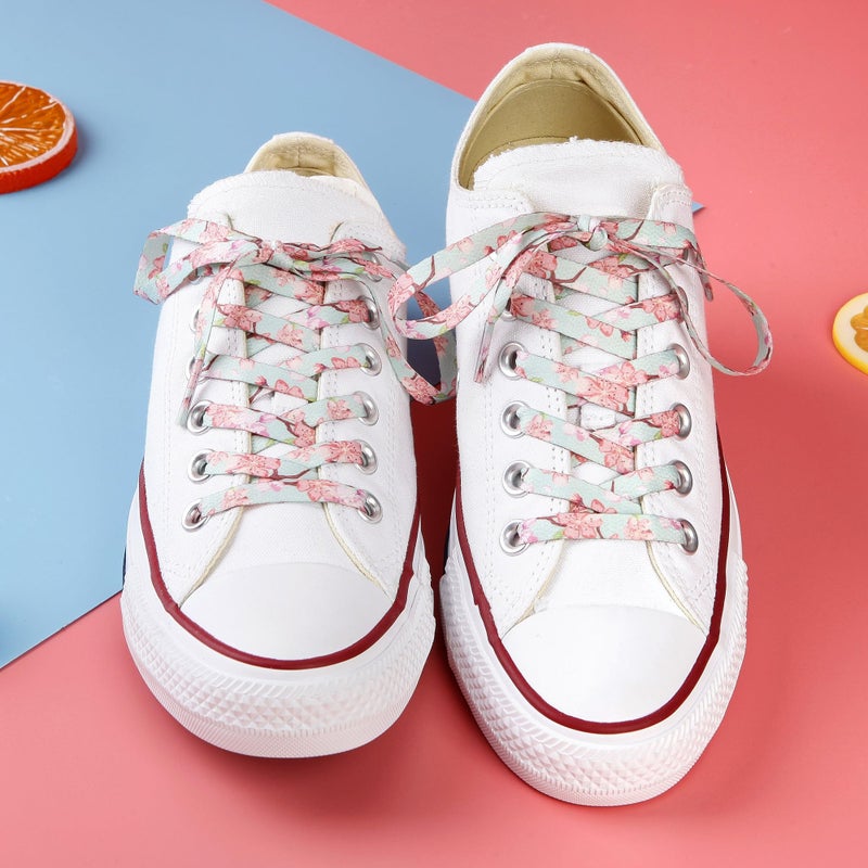 5Chaos Japanese Floral Shoelaces, Sakura Printed Plant Shoe Laces for Women Kids Girls, Fun Colorful Shoestring with Aglets 1Pair (31", 80CM) - Image 4