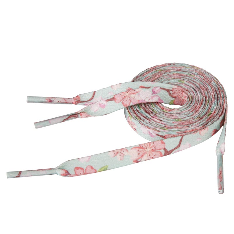 5Chaos Japanese Floral Shoelaces, Sakura Printed Plant Shoe Laces for Women Kids Girls, Fun Colorful Shoestring with Aglets 1Pair (31", 80CM) - Image 1