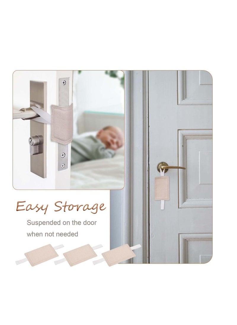 Excefore Door Silencer Padded Door Latch Cover, 3 Pcs Universal Baby Door Cushion Quiet Closer Door Lock Cover, Non Slip Noise Reducing Padded Door Latch Cover with Elastic Band for Baby Nursery, Beige  - Image 3