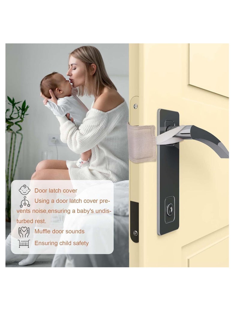 Excefore Door Silencer Padded Door Latch Cover, 3 Pcs Universal Baby Door Cushion Quiet Closer Door Lock Cover, Non Slip Noise Reducing Padded Door Latch Cover with Elastic Band for Baby Nursery, Beige  - Image 5