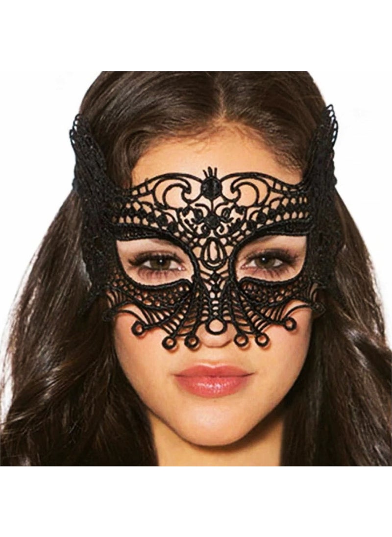 Tekno İstanbul - Tekno Istanbul Black Color Lace Cut Lace Embroidered Prom Party Mask 4 No. - Image 1