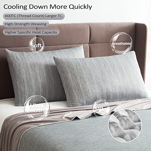 Topcee Cooling Pillowcases, 2 Packs Queen Size Arc-Chill Q-Max>0.5 Ultra Soft Cooling Pillow Cases for Hair and Skin, Breathable Cold Pillow Case for Hot Sleepers & Night Sweats (Gray 20x30) - Image 2