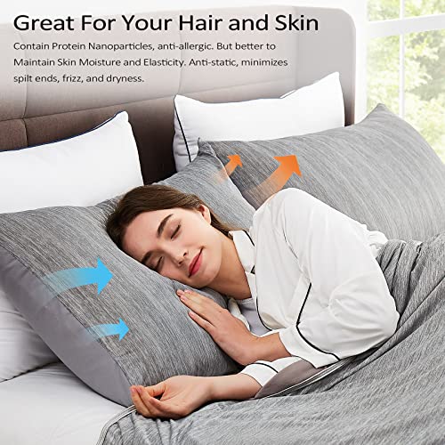 Topcee Cooling Pillowcases, 2 Packs Queen Size Arc-Chill Q-Max>0.5 Ultra Soft Cooling Pillow Cases for Hair and Skin, Breathable Cold Pillow Case for Hot Sleepers & Night Sweats (Gray 20x30) - Image 3