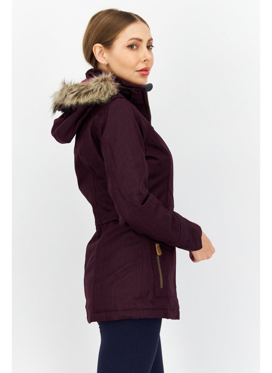 Trespass Women Hooded Textured Parka Jacket, Purple  - Image 3