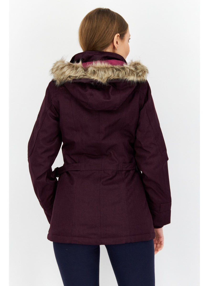 Trespass Women Hooded Textured Parka Jacket, Purple  - Image 4
