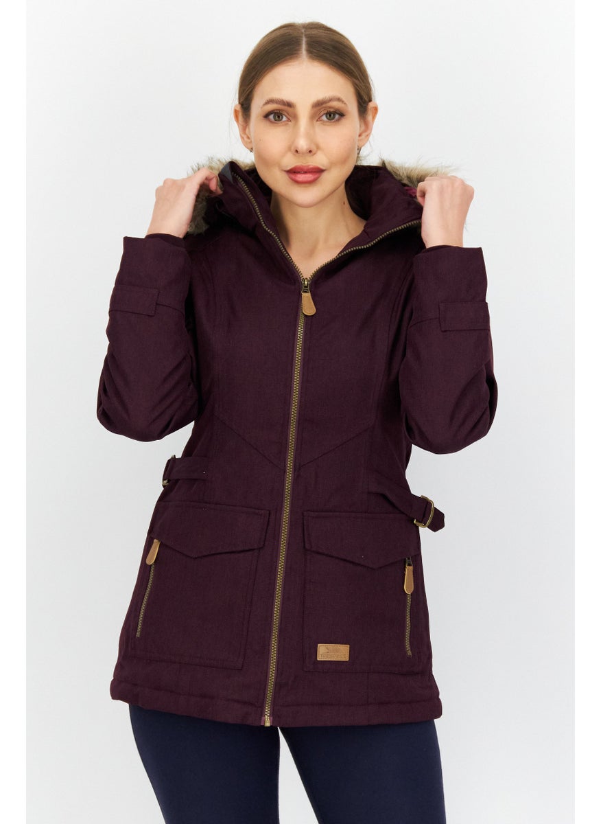 Trespass Women Hooded Textured Parka Jacket, Purple  - Image 1
