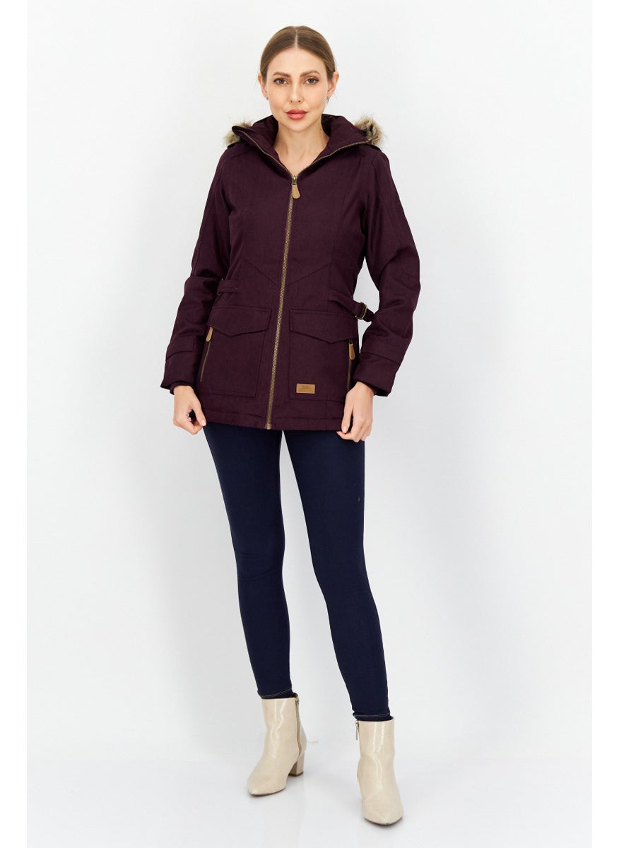 Trespass Women Hooded Textured Parka Jacket, Purple  - Image 2