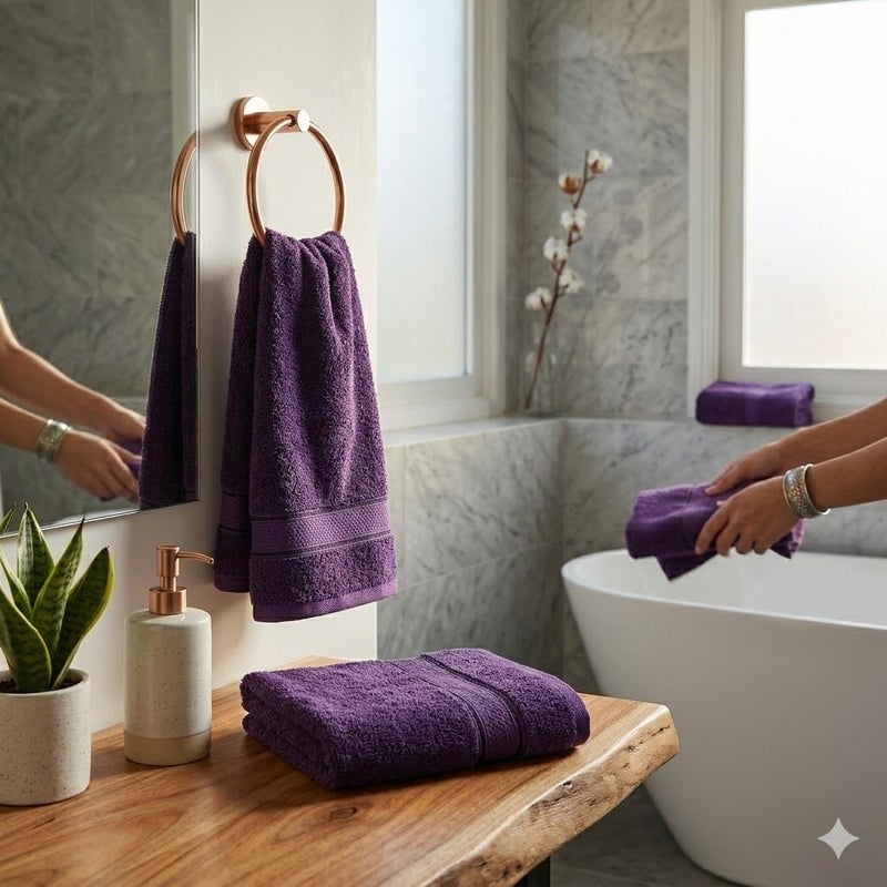 100% Cotton 100% Thick Terry 500 Gram 500 Grams Soft and Absorbent Made in Egypt for Home, Bathroom, Beach and Trips (Dark Mauve) - Image 3