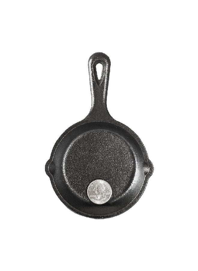 مقلاة صغيرة من الحديد الزهر الصلب المطلي بالزيت مع خاصية التوزيع المتساوي للحرارة، لون أسود 8.9 سم LMS3 - Image 2