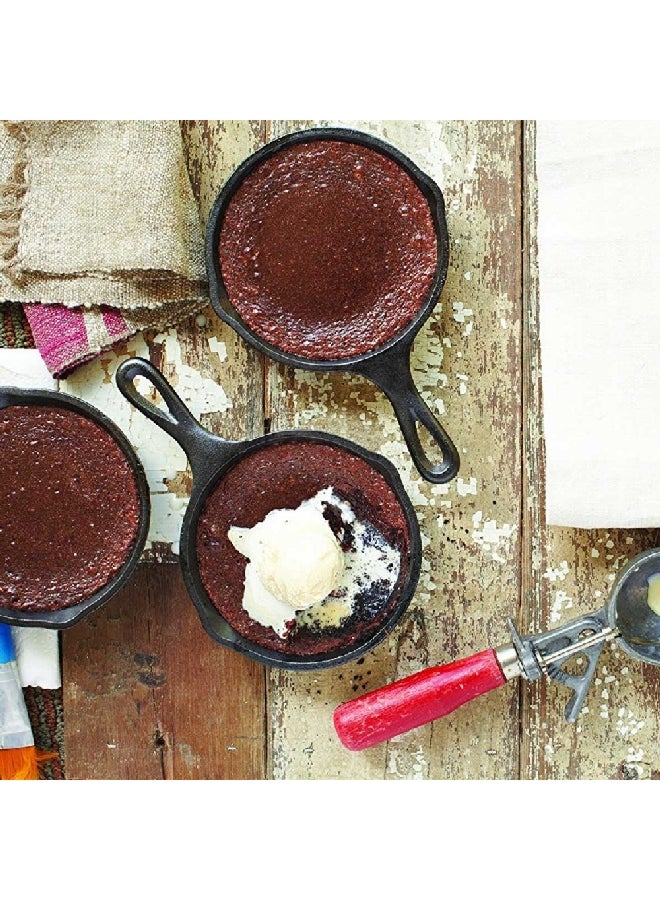 مقلاة صغيرة من الحديد الزهر الصلب المطلي بالزيت مع خاصية التوزيع المتساوي للحرارة، لون أسود 8.9 سم LMS3 - Image 4