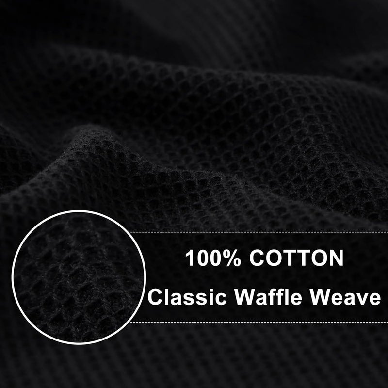 Homaxy 100% Cotton Kitchen Towels - Waffle Weave Soft and Absorbent Dish Towels - 6 Pack Quick Dry Kitchen Hand Towels - 16 x 26 Inches Dish Towels for Kitchen Drying - Black - Image 2