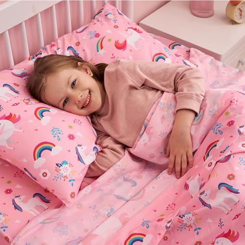 Joiedomi Kids Full Sheet Set Unicorn - 4 Piece Soft Microfiber Bed Sheets - Deep Pocket Wrinkle Free, Cozy Toddler Bedding Set, Fade Resistant Breathable for Boys Girls Teens - Image 5