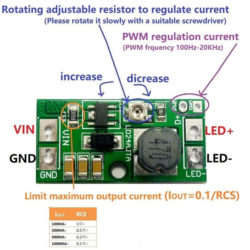 PWM Controlled LED Driver Module 20W Adjustable 30 900mA For 6V To 24V Light Strips - Image 5