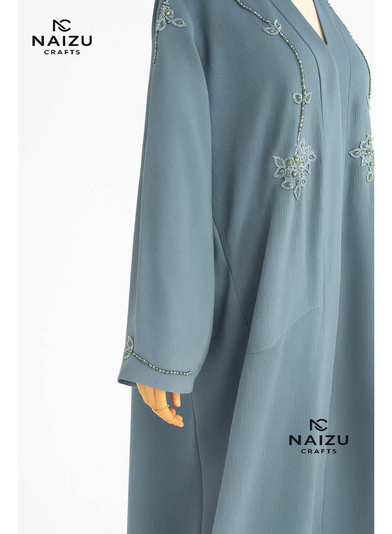 عباية مطرزة باللون الأزرق - Image 4