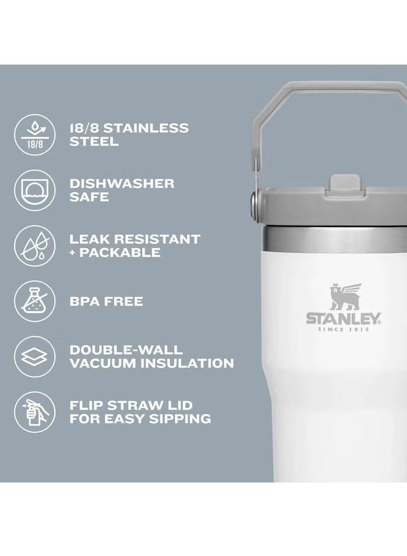 ستانلي كوب ستانلي آيس فلو المصنوع من الفولاذ المقاوم للصدأ مع شفاطة - معزول بتفريغ الهواء، غطاء قلاب مانع للتسرب، يحافظ على البرودة لمدة 12 ساعة / المثلجة لمدة يومين، للاستخدام في المنزل / المكتب / السيارة، كوب قابل لإعادة الاستخدام (لون كريمي، 30 أونصة) - Image 3