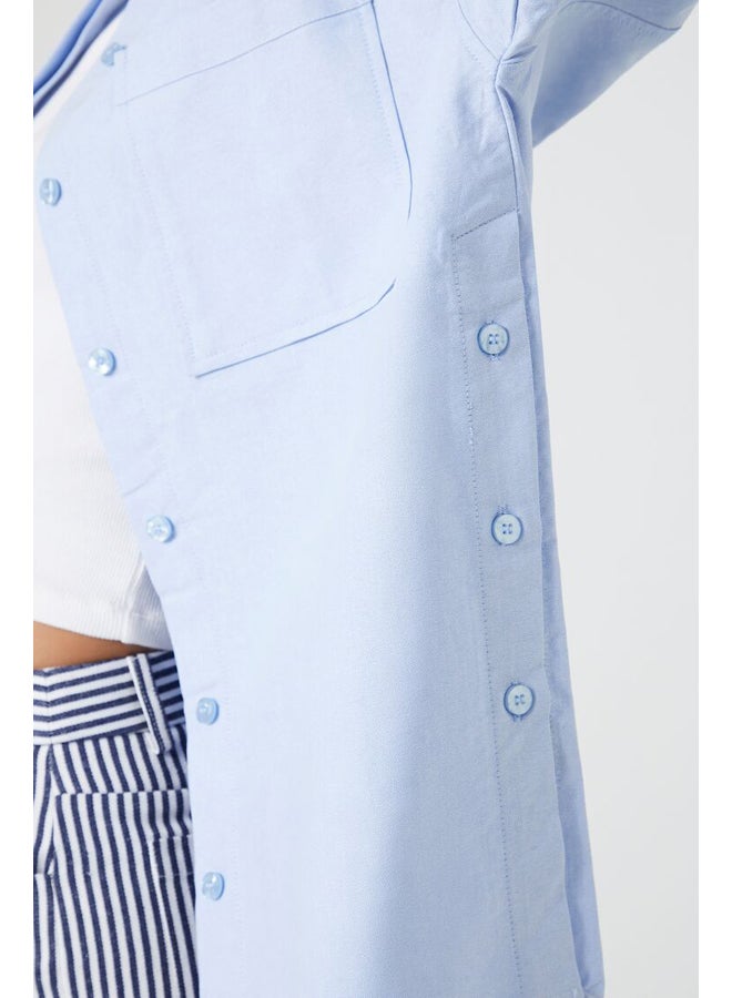 FOREVER 21 Poplin High-Low Shirt - Image 2