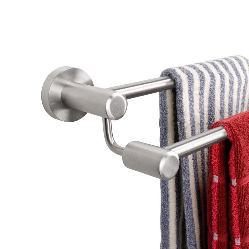 TocTen Double Bath Towel Bar  Thicken SUS304 Stainless Steel Towel Rack for Bathroom Bathroom Accessories Double Towel Rod Heavy Duty Wall Mounted Towel Holder Brushed24IN