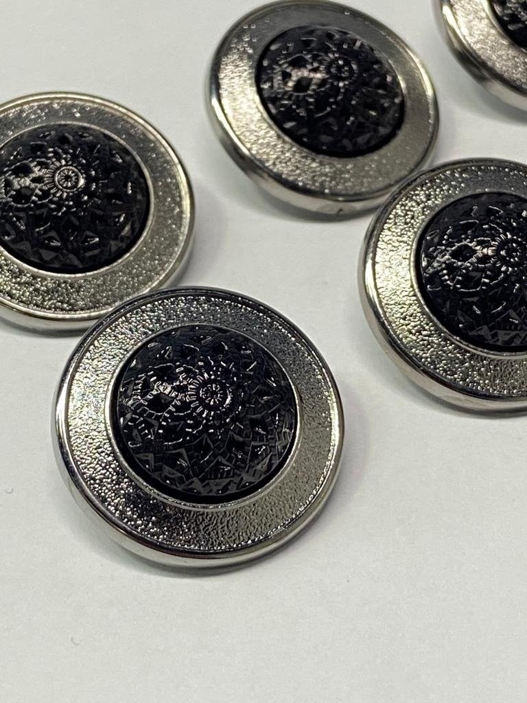 Karan Tuhafiye Karan Haberdashery Coat and Trench Coat Button, Plastic Silver and Frame 6 Pieces, 2.5 cm - Image 3