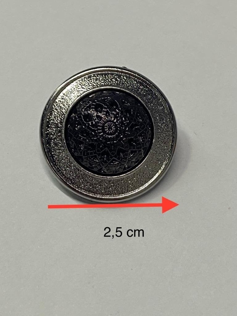 Karan Tuhafiye Karan Haberdashery Coat and Trench Coat Button, Plastic Silver and Frame 6 Pieces, 2.5 cm - Image 1