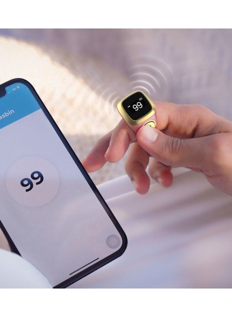 iQIBLA Smart Tasbih Zikr Ring OLED Display Powerful Battery Backup Smart Ring App Operated Tasbih Counter Prayer Reminder Technology Plastic 5 Prayer Time Reminders iQibla Smart Zikr Ring 22MM Black-Grey - Image 5