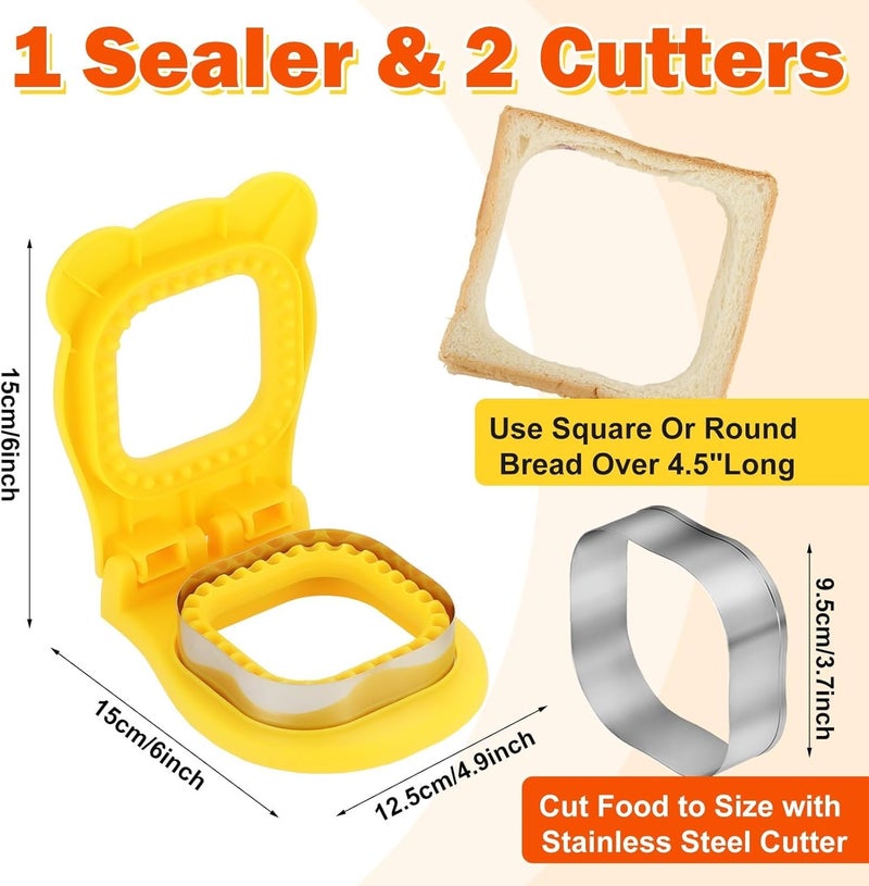 ESTAMINE Square Shaped Sandwich Cutter 4 inch Uncrustables Sandwich Maker Sandwich Cutter and Sealer for Kids Lunch Breakfast Easy to Use DIY Bread Sandwich Maker  - Image 2