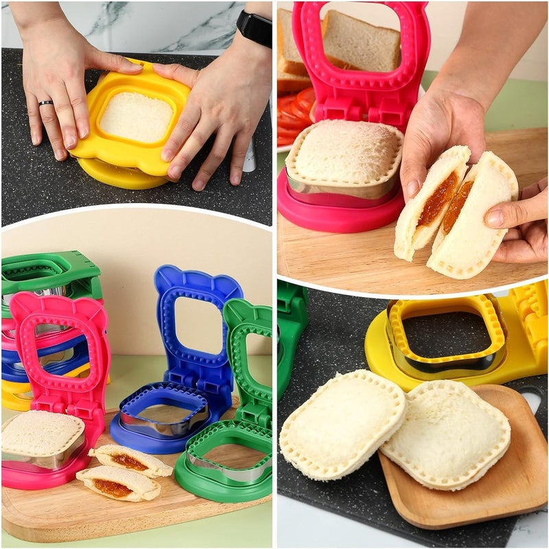 ESTAMINE Square Shaped Sandwich Cutter 4 inch Uncrustables Sandwich Maker Sandwich Cutter and Sealer for Kids Lunch Breakfast Easy to Use DIY Bread Sandwich Maker  - Image 3