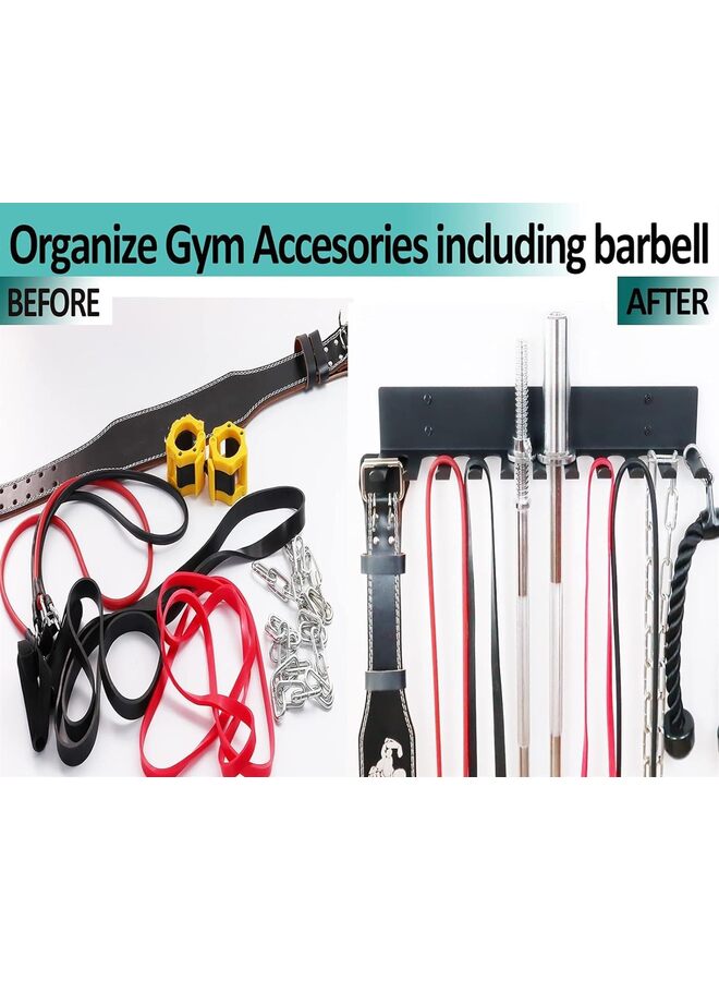 TMulti-Purpose Gym Equipment Storage Rack Resistance Bands Storage Hanger Barbell Rack Heavy Duty Gym Rack for Exercise Bands, Lifting Belts and Jump Ropes - Image 5