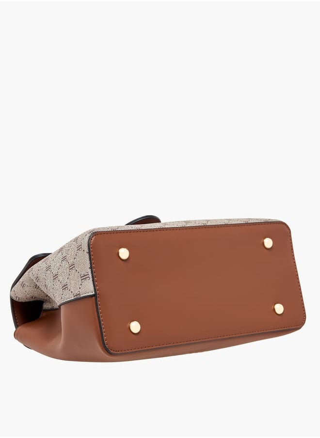 ELLE - Women Monogram Print Satchel Bag with Top Handle and Detachable Strap - Image 1
