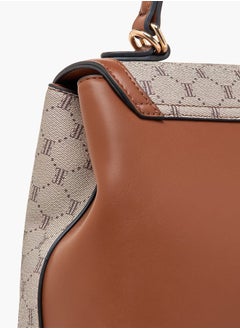 ELLE Women Monogram Print Satchel Bag with Top Handle and Detachable Strap  - Image 5