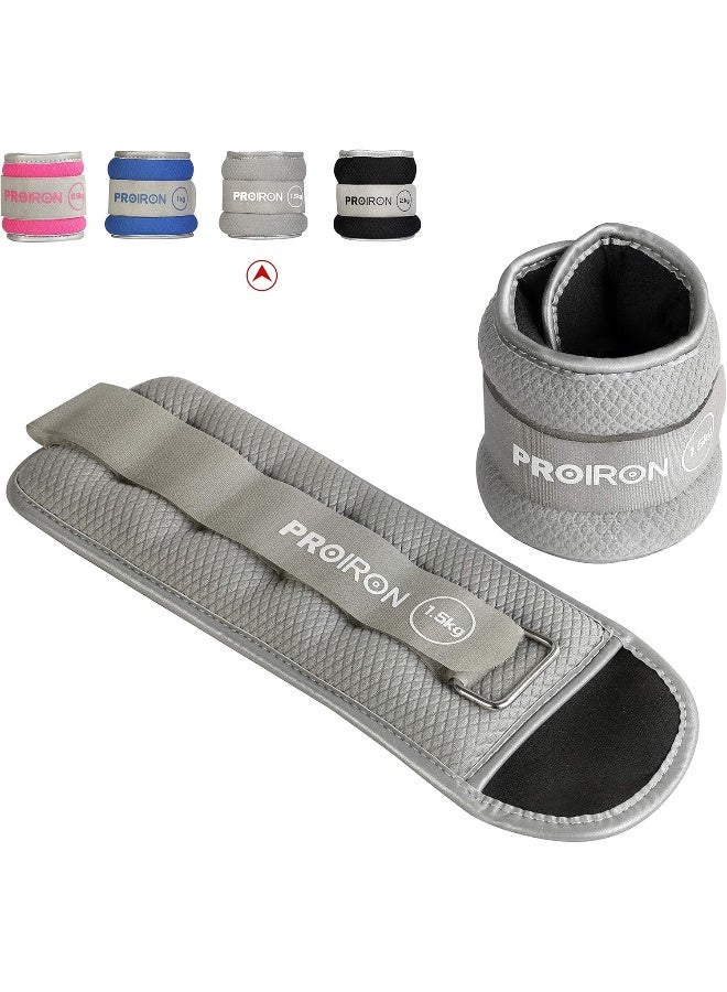 PROIRON أوزان كاحل برو إيرون وأوزان معصم وأوزان ساق للنساء والرجال 1.5 كجم في زوج مجموعة أوزان كاحل عاكسة للياقة البدنية والتمارين الرياضية والجري والأيروبيك - Image 1
