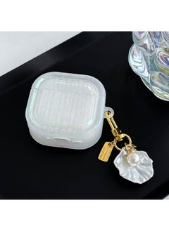 Suitable For AirPods 4 Earphone Protective Cover Simple Shell Tpu Soft Shell Apple Pro2 Pearl Pendant-Color:Square Pearlescent Shell-Applicable Models:Airpods Pro