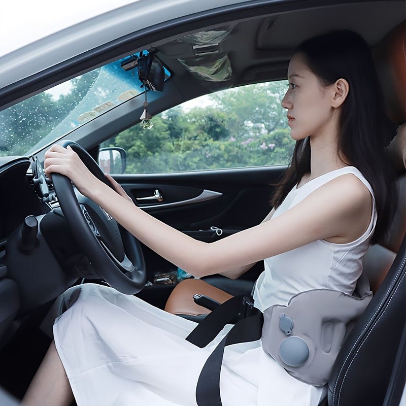 Grey Inflatable Lumbar Pillow for Office Travel and Long Drives - Image 1