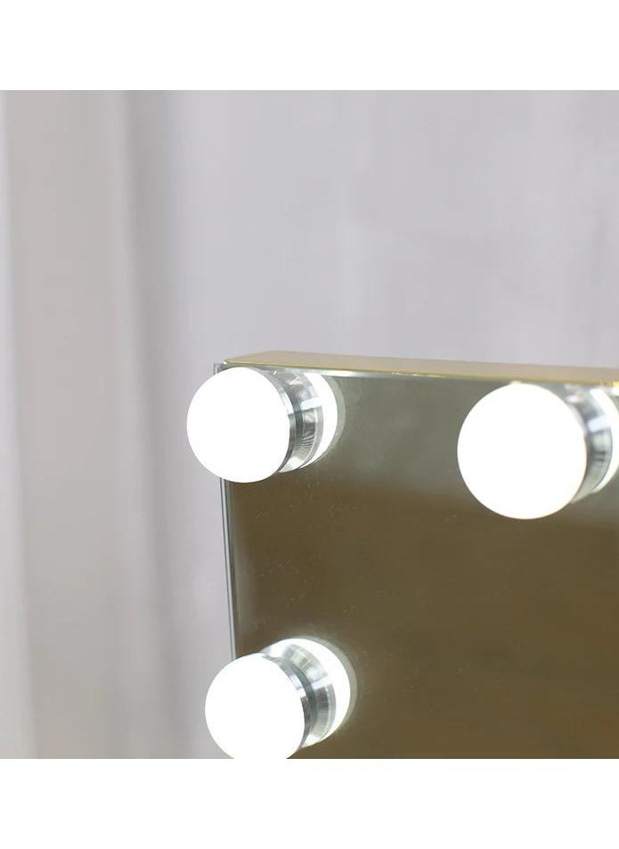 أضواء الغرور للمرآة 14 لمبة إضاءة LED مع تكبير 10X، لون وسطوع قابل للتعديل بنمط هوليوود للمكياج، مرآة هوليوود مع 3 أوضاع ألوان وسطوع قابل للتعديل للزينة