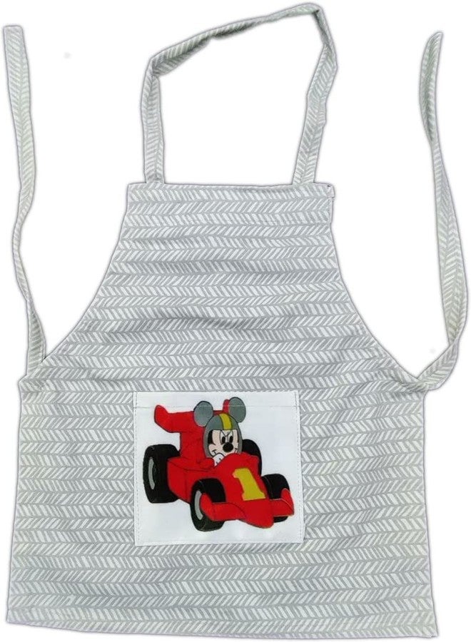 XY DECOR Kids 3-6 Years Old Cotton Waterproof Kitchen Apron -2 Pc,Apron With Pocket, Apron For Kids Girls Boys Cooking, Baking Art Painting- Assorted Cartoon Print on Pocket - Image 3