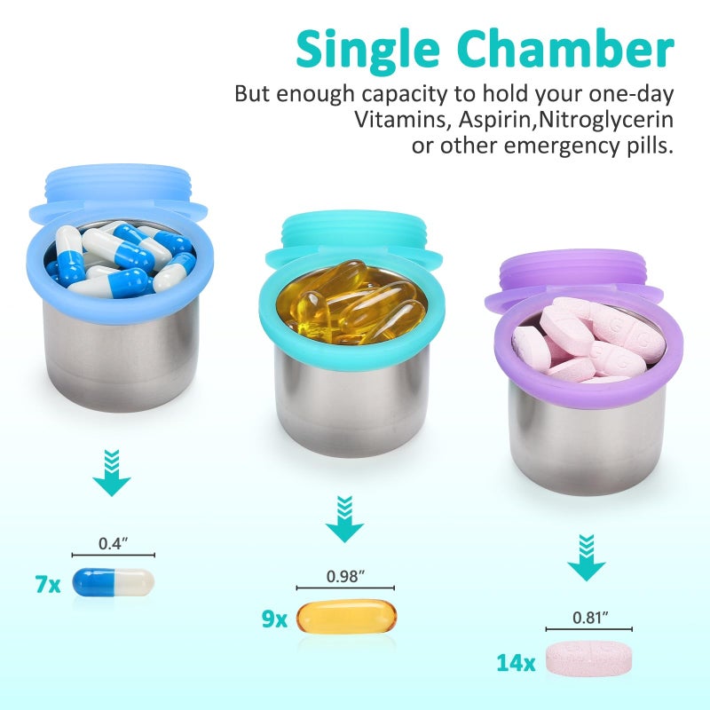 EIVENNKO Weekly Metal Pill Case 7 Day, Stainless Steel Pill Box Organizer for Travel, Waterproof Medicine Container, Portable Daliy Pill Holder for Vitamins Fish Oils (Large) - Image 3