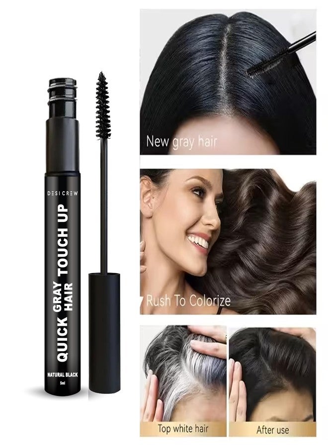 DESICREW Desi Crew Quick Gray Hair Touch-Up | Instant Root & Hairline Color Fix | Smudge-Proof & Hassle-Free Application | Natural Black | 10 ml Pack Of 2| For Men & Women - Image 3