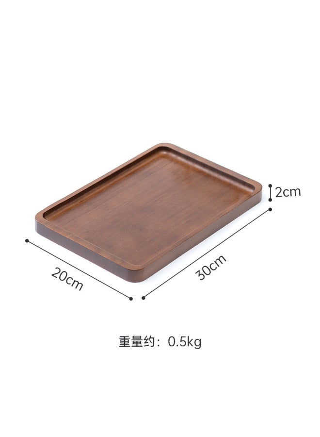 Ebony Wood Tea Tray, New Chinese Style Wooden Tray, Custom-made For Home And Hotel Use, Rectangular Tea Tray With Metal Handle