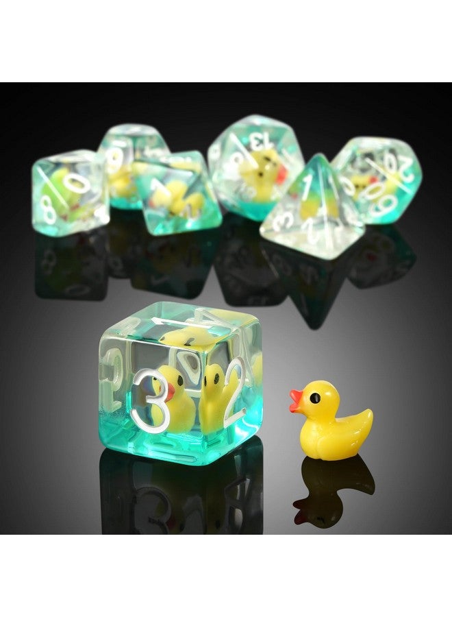 DNDND Duck DND Resin Dice, DNDND 7PCS Dungeons and Dragon Dice Set with Velvet Bag for D&D Role Playing Games and Tabletop Games（Duck - Image 3