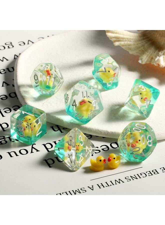 DNDND Duck DND Resin Dice, DNDND 7PCS Dungeons and Dragon Dice Set with Velvet Bag for D&D Role Playing Games and Tabletop Games（Duck - Image 2