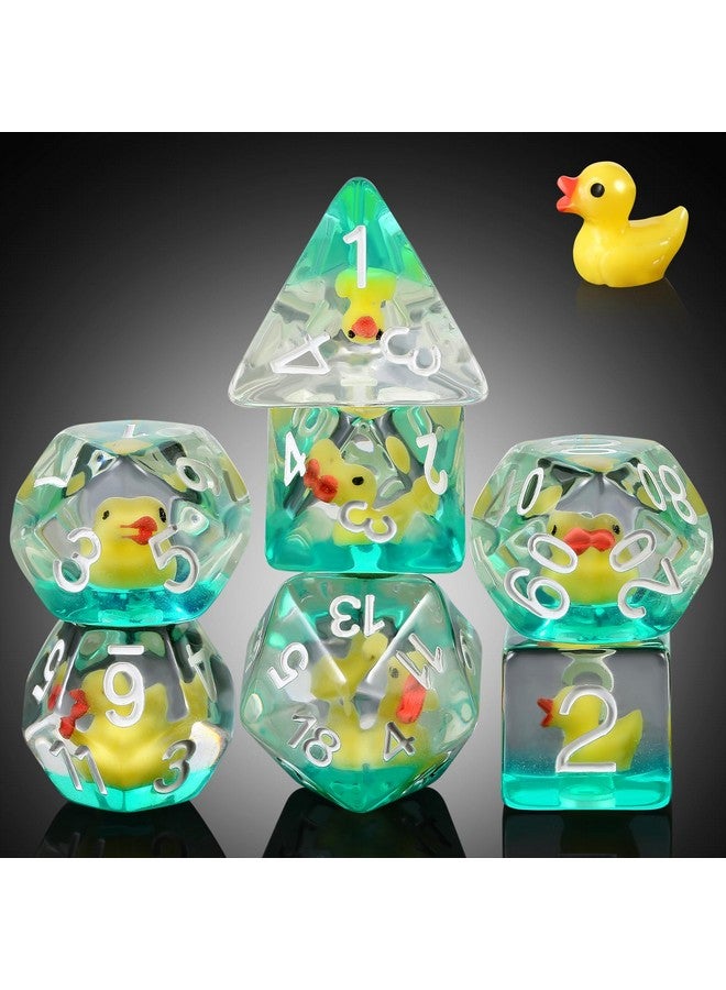 DNDND Duck DND Resin Dice, DNDND 7PCS Dungeons and Dragon Dice Set with Velvet Bag for D&D Role Playing Games and Tabletop Games（Duck - Image 1