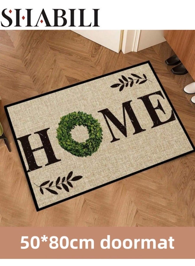 SHABILI Polyester Doormat Welcome Mat Entryway Rug Floor Mat 50x80cm for Indoor Bathroom Kitchen Living Room Bedroom Women Lady Front Door Decor Non-slip Durable Soft Surface - Image 1